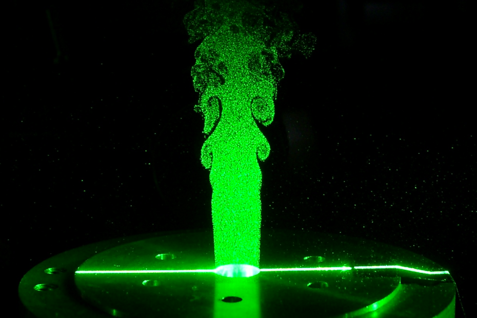 Free jet illuminated with laser